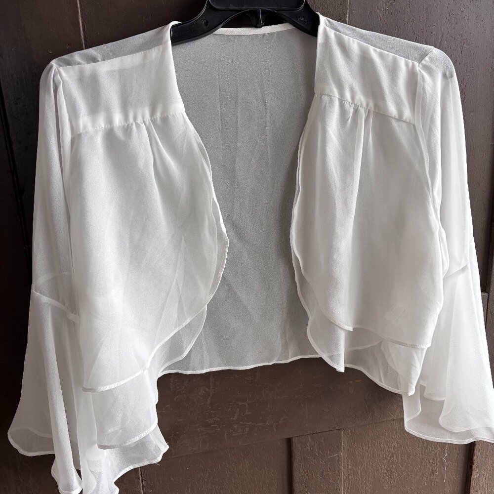 CROPPED WHITE SEE THROUGH SHRUG XL